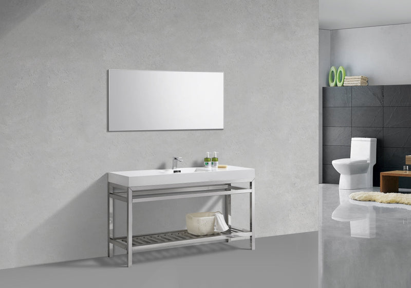 Kube Bath Cisco 60" Single Sink Stainless Steel Console with Acrylic Sink Chrome - AC60S
