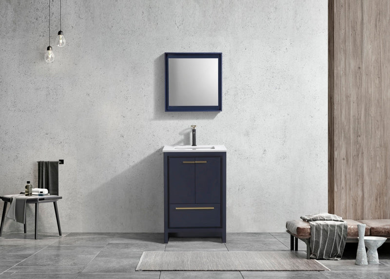 Kube Bath Dolce 24" Blue Modern Bathroom Vanity with White Quartz Counter-Top - AD624BLUE