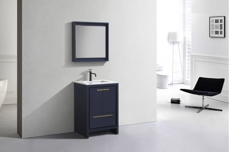 Kube Bath Dolce 24" Blue Modern Bathroom Vanity with White Quartz Counter-Top - AD624BLUE