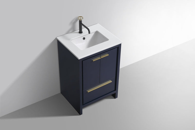 Kube Bath Dolce 24" Blue Modern Bathroom Vanity with White Quartz Counter-Top - AD624BLUE