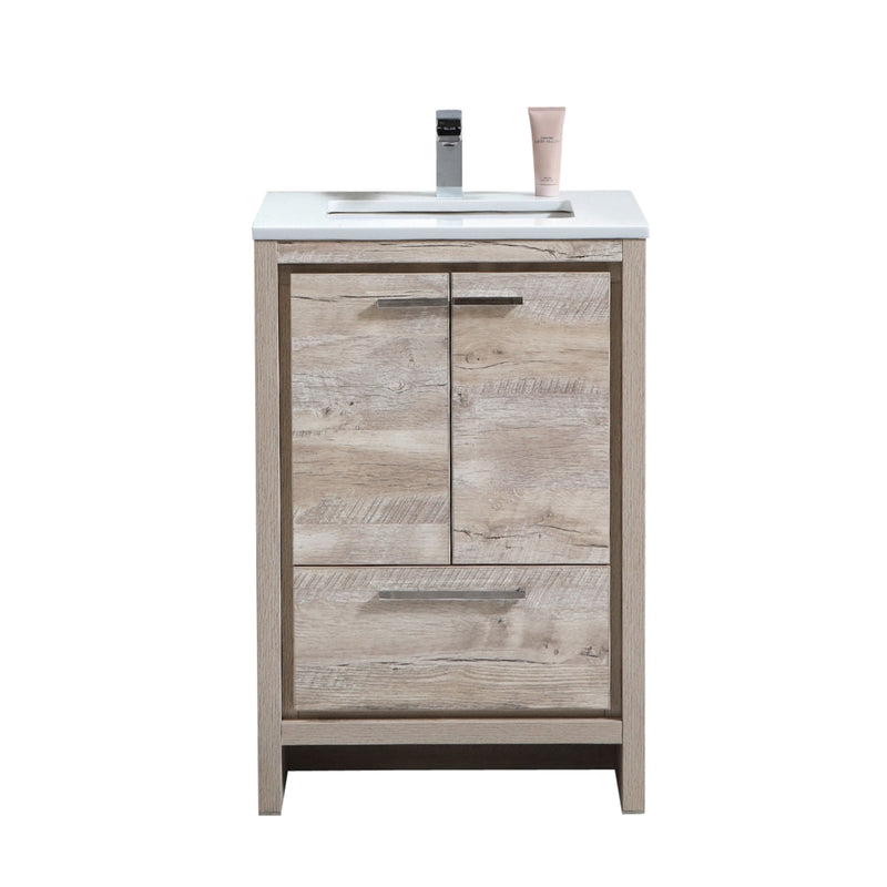 Kube Bath Dolce 24" Nature Wood Modern Bathroom Vanity with White Quartz Counter-Top - AD624NW