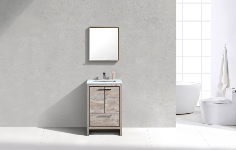 Kube Bath Dolce 24" Nature Wood Modern Bathroom Vanity with White Quartz Counter-Top - AD624NW