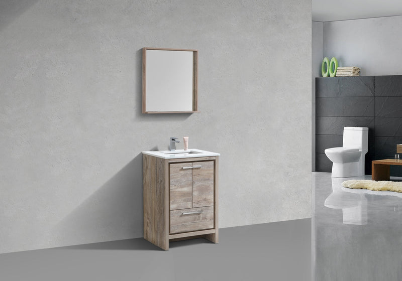 Kube Bath Dolce 24" Nature Wood Modern Bathroom Vanity with White Quartz Counter-Top - AD624NW