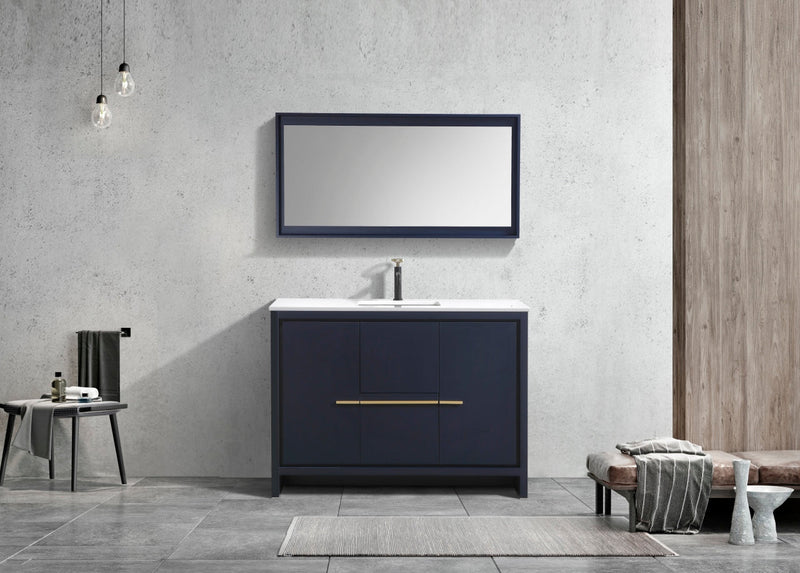 Kube Bath Dolce 48" High Gloss White Modern Bathroom Vanity with White Quartz Counter-Top - AD648SBLUE