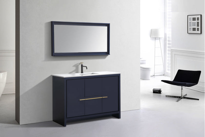 Kube Bath Dolce 48" High Gloss White Modern Bathroom Vanity with White Quartz Counter-Top - AD648SBLUE