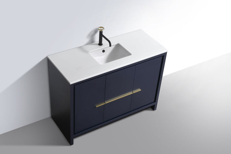 Kube Bath Dolce 48" High Gloss White Modern Bathroom Vanity with White Quartz Counter-Top - AD648SBLUE