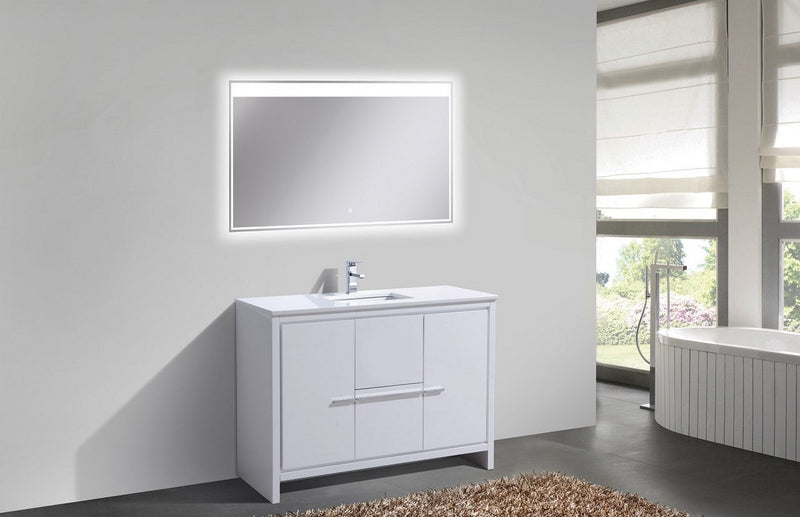 Kube Bath Dolce 48" High Gloss White Modern Bathroom Vanity with White Quartz Counter-Top - AD648SGW