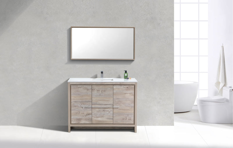 Kube Bath Dolce 48" Nature Wood Modern Bathroom Vanity with White Quartz Counter-Top - AD648SNW