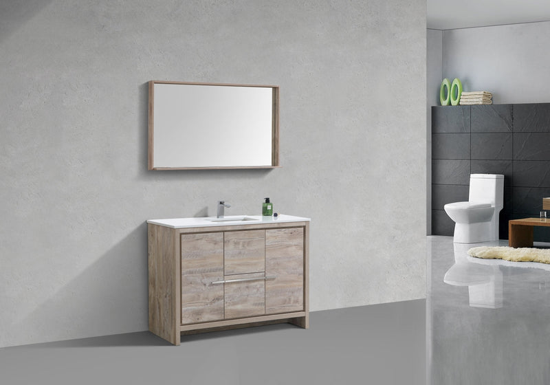 Kube Bath Dolce 48" Nature Wood Modern Bathroom Vanity with White Quartz Counter-Top - AD648SNW
