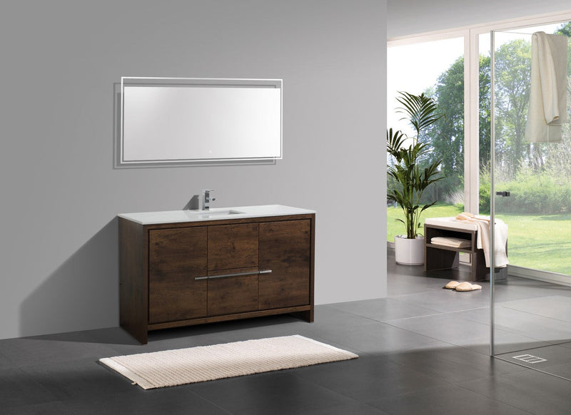 Kube Bath Dolce 60" Single Sink Rose Wood Modern Bathroom Vanity with White Quartz Counter-Top - AD660SRW
