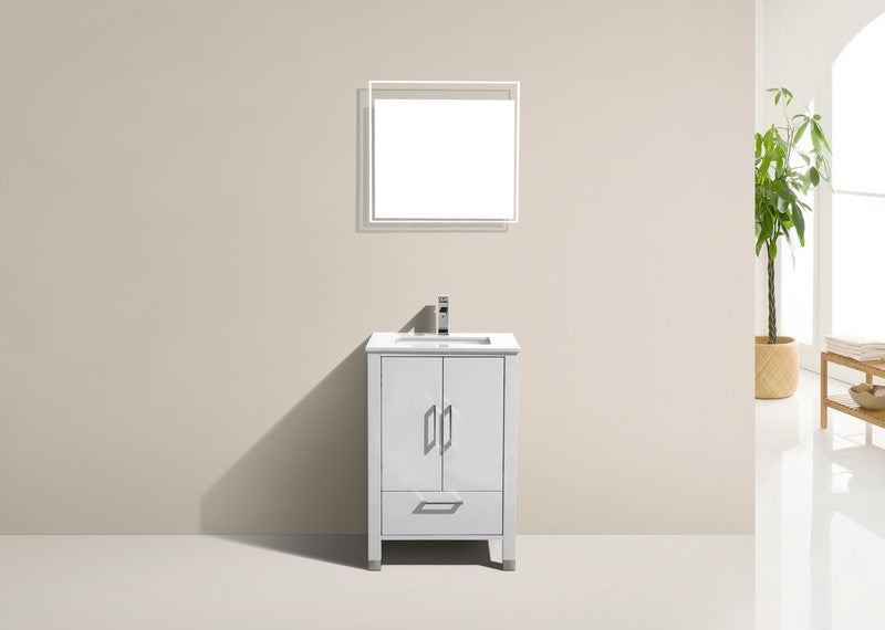 Kube Bath Anziano 24" Gloss White Vanity w/ Quartz Countertop - ASL1524-GW