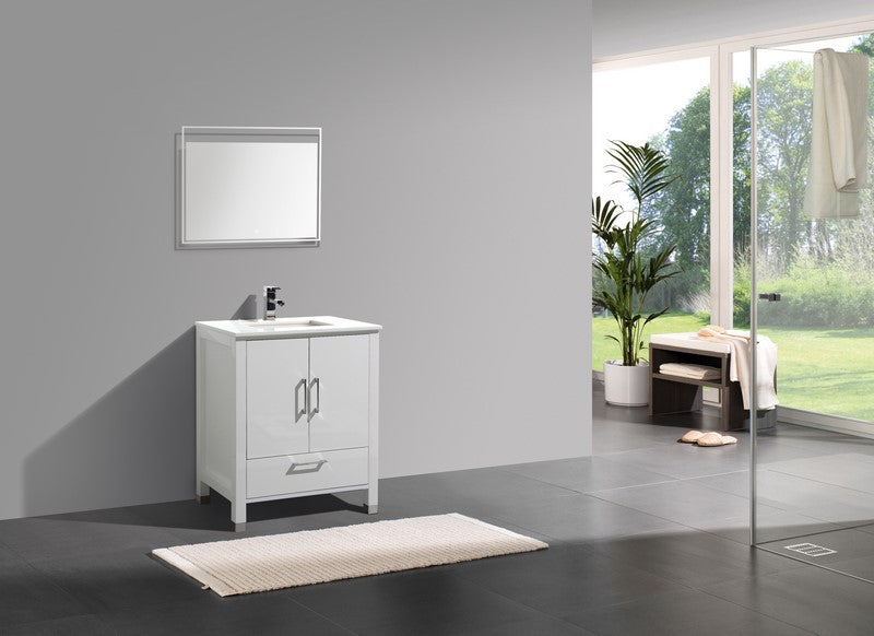 Kube Bath Anziano 30" Gloss White Vanity w/ Quartz Countertop - ASL1530-GW