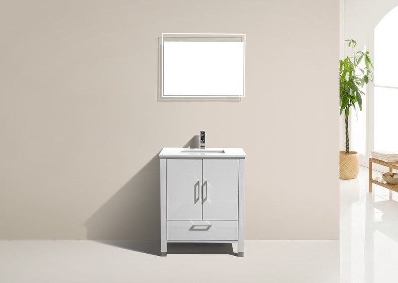 Kube Bath Anziano 30" Gloss White Vanity w/ Quartz Countertop - ASL1530-GW