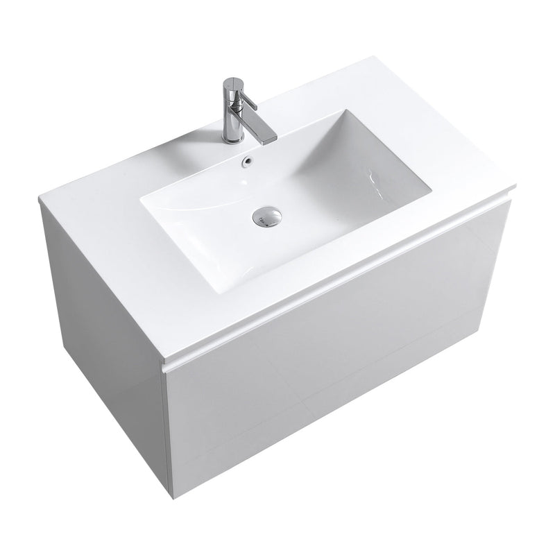 Kube Bath BALLI 36" Modern Bathroom Vanity In Gloss White Finish - BALLI36-GW