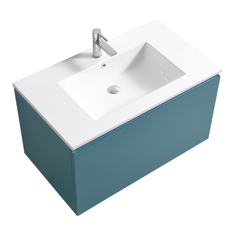 Kube Bath BALLI 36" Modern Bathroom Vanity In Teal Green Finish - BALLI36-TG