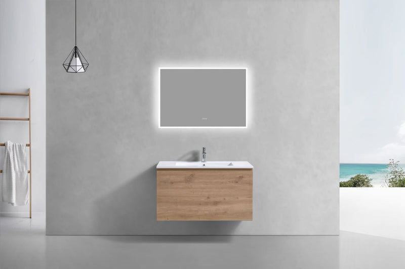 Kube Bath BALLI 36" Modern Bathroom Vanity In White Oak Finish - BALLI36-WO