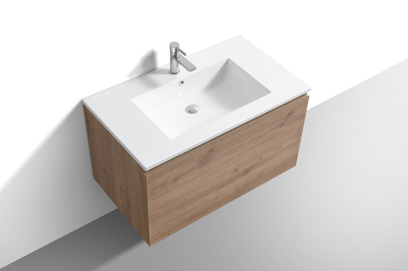 Kube Bath BALLI 36" Modern Bathroom Vanity In White Oak Finish - BALLI36-WO