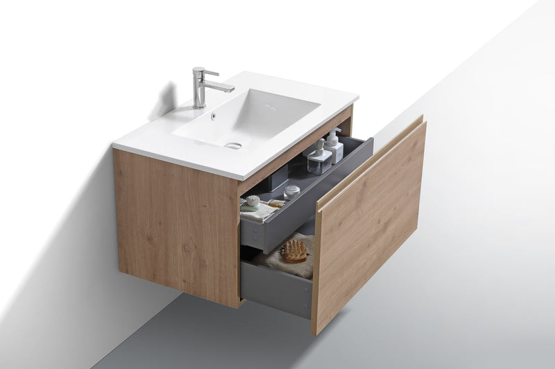 Kube Bath BALLI 36" Modern Bathroom Vanity In White Oak Finish - BALLI36-WO