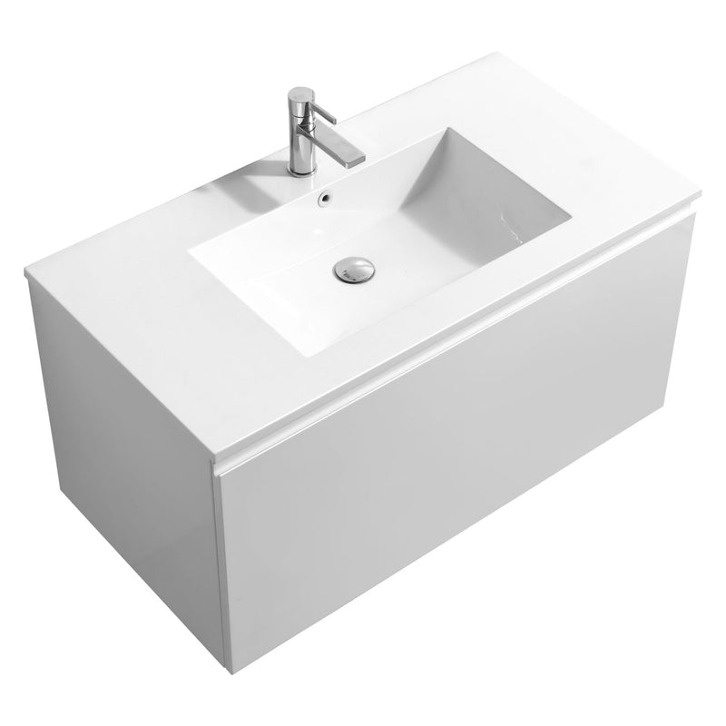 Kube Bath BALLI 40" Modern Bathroom Vanity In Gloss White Finish - BALLI40-GW