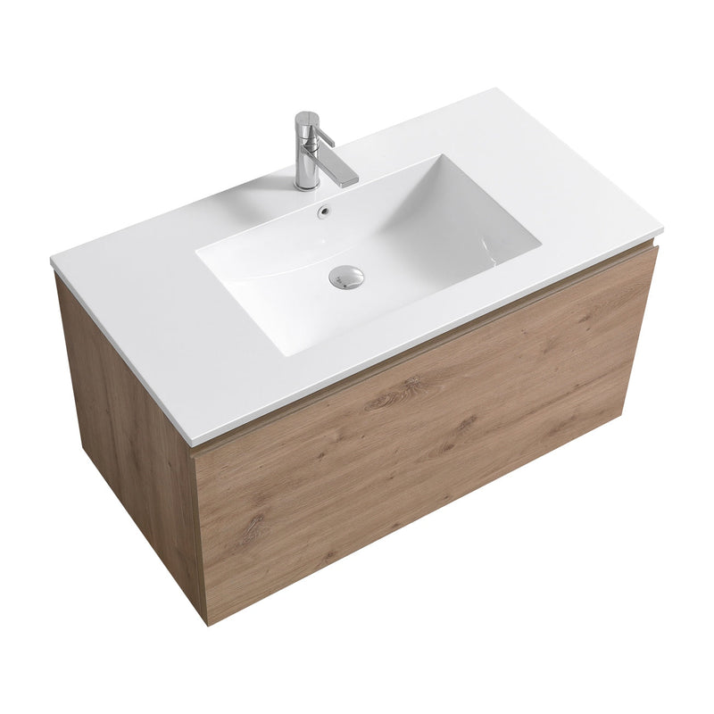 Kube Bath BALLI 40" Modern Bathroom Vanity In White Oak Finish - BALLI40-WO