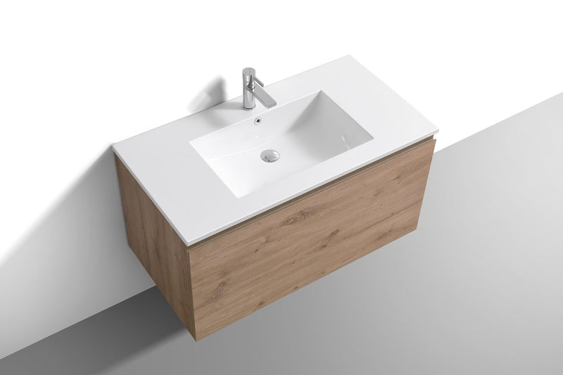 Kube Bath BALLI 40" Modern Bathroom Vanity In White Oak Finish - BALLI40-WO
