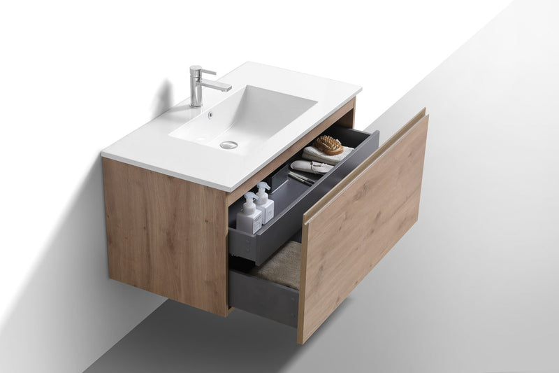 Kube Bath BALLI 40" Modern Bathroom Vanity In White Oak Finish - BALLI40-WO