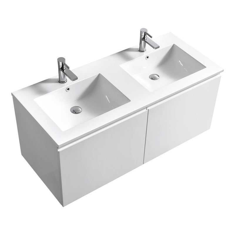 Kube Bath BALLI 48" Modern Bathroom Vanity In Gloss White Finish - Double Sink - BALLI48D-GW