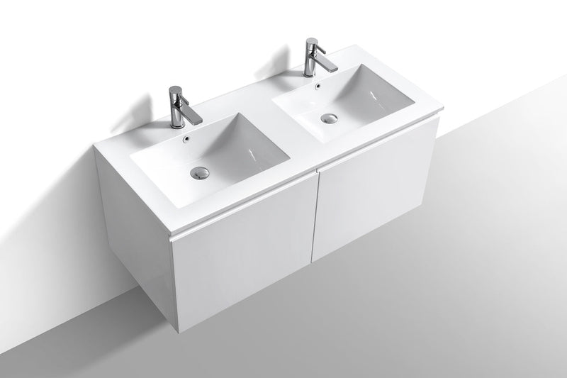 Kube Bath BALLI 48" Modern Bathroom Vanity In Gloss White Finish - Double Sink - BALLI48D-GW