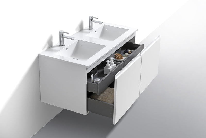 Kube Bath BALLI 48" Modern Bathroom Vanity In Gloss White Finish - Double Sink - BALLI48D-GW