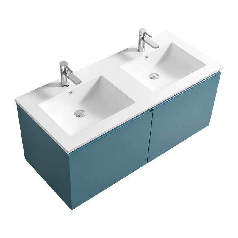Kube Bath BALLI 48" Modern Bathroom Vanity In Teal Green Finish - Double Sink - BALLI48D-TG