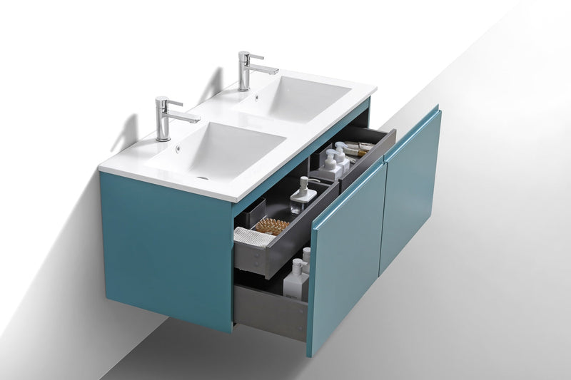 Kube Bath BALLI 48" Modern Bathroom Vanity In Teal Green Finish - Double Sink - BALLI48D-TG