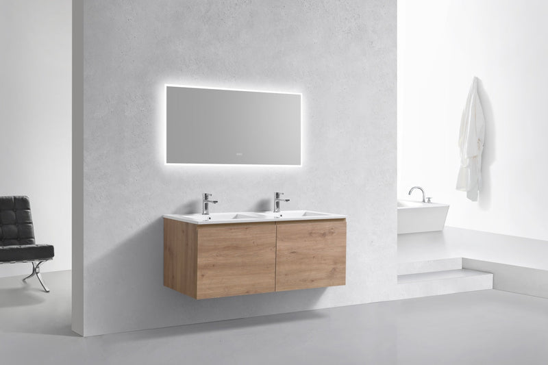 Kube Bath BALLI 48" Modern Bathroom Vanity In White Oak Finish - Double Sink - BALLI48D-WO
