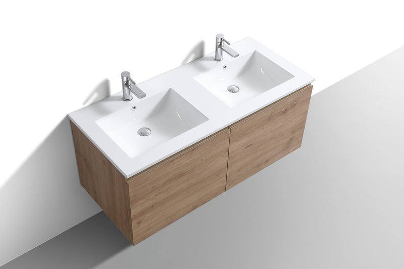 Kube Bath BALLI 48" Modern Bathroom Vanity In White Oak Finish - Double Sink - BALLI48D-WO