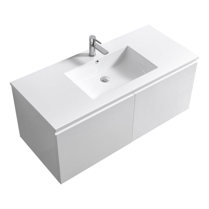 Kube Bath BALLI 48" Modern Bathroom Vanity In Gloss White Finish - Single Sink - BALLI48S-GW