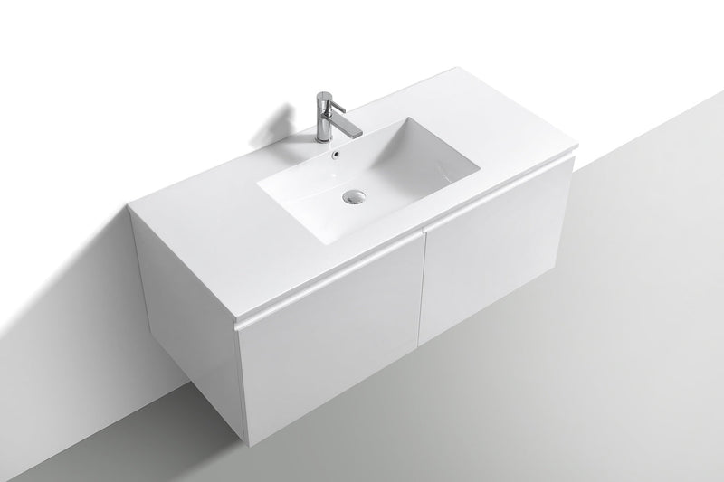 Kube Bath BALLI 48" Modern Bathroom Vanity In Gloss White Finish - Single Sink - BALLI48S-GW