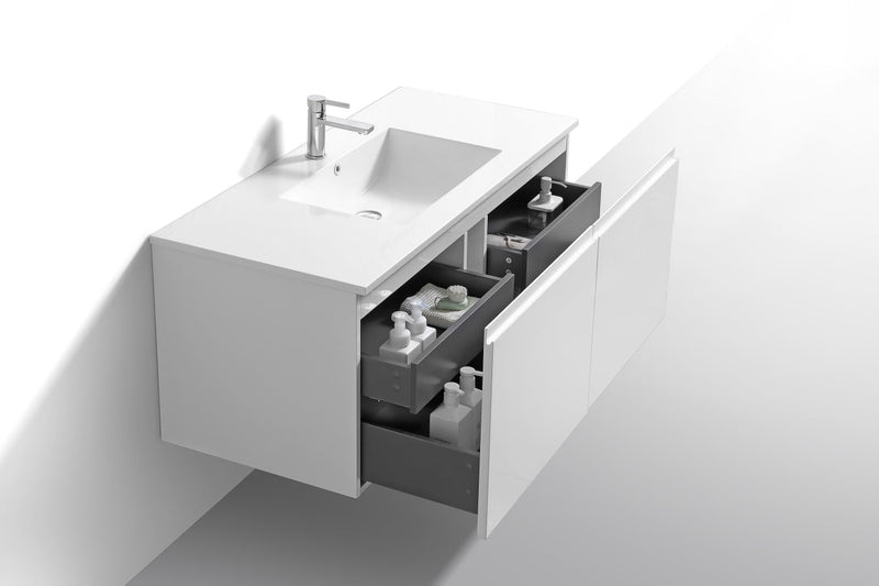 Kube Bath BALLI 48" Modern Bathroom Vanity In Gloss White Finish - Single Sink - BALLI48S-GW