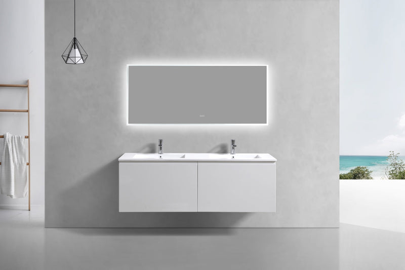 Kube Bath BALLI 60" Modern Bathroom Vanity In Gloss White Finish - Double Sink - BALLI60D-GW
