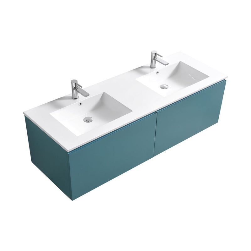 Kube Bath BALLI 71.25" Modern Bathroom Vanity In Teal Green Finish - Double Sink - BALLI72-TG