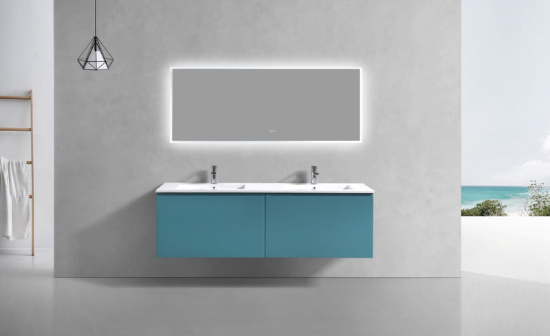 Kube Bath BALLI 71.25" Modern Bathroom Vanity In Teal Green Finish - Double Sink - BALLI72-TG