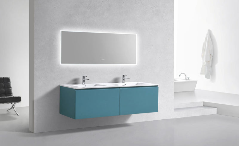 Kube Bath BALLI 71.25" Modern Bathroom Vanity In Teal Green Finish - Double Sink - BALLI72-TG
