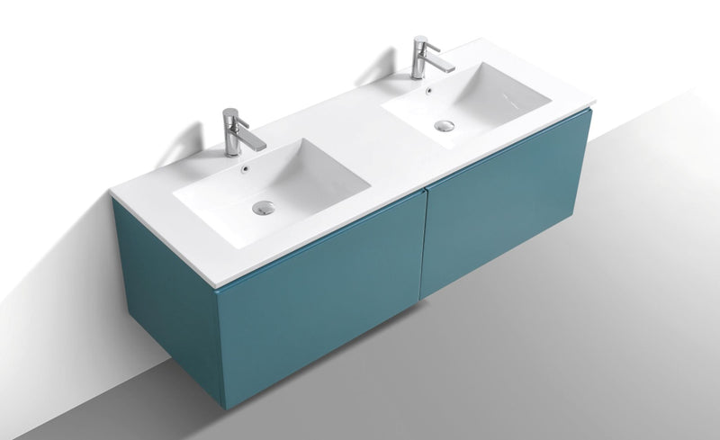 Kube Bath BALLI 71.25" Modern Bathroom Vanity In Teal Green Finish - Double Sink - BALLI72-TG