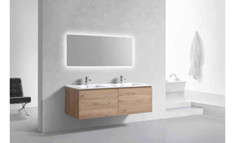 Kube Bath BALLI 71.25" Modern Bathroom Vanity White Oak Finish - Double Sink - BALLI72-WO