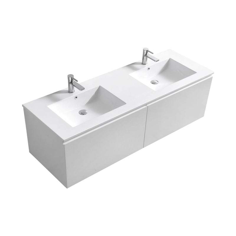 Kube Bath BALLI 71.25" Modern Bathroom Vanity In Gloss White Finish - Double Sink - BALLI72-GW