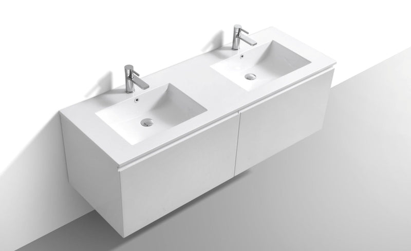 Kube Bath BALLI 71.25" Modern Bathroom Vanity In Gloss White Finish - Double Sink - BALLI72-GW