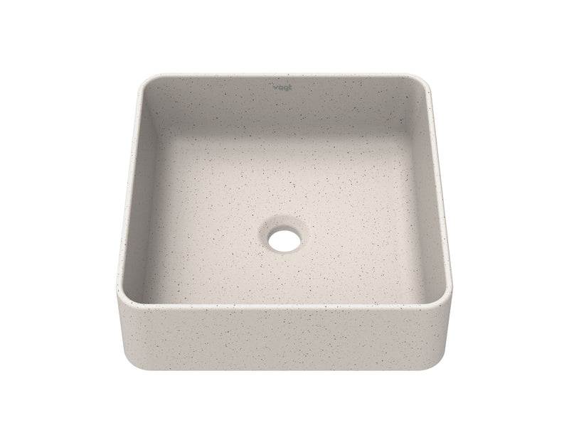 Vogt Quadrat 16" Square Vogranite Vessel Bathroom Sink – Sand Dune – BS.1616.Q06G-60