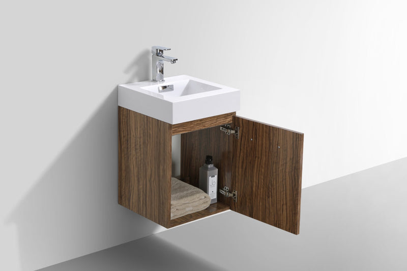 Kube Bath Bliss 16" Chestnut Wall Mount Modern Bathroom Vanity - BSL16-GCN