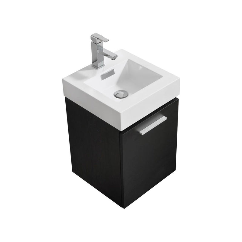 Kube Bath Bliss 16" Black Wall Mount Modern Bathroom Vanity - BSL16-BK