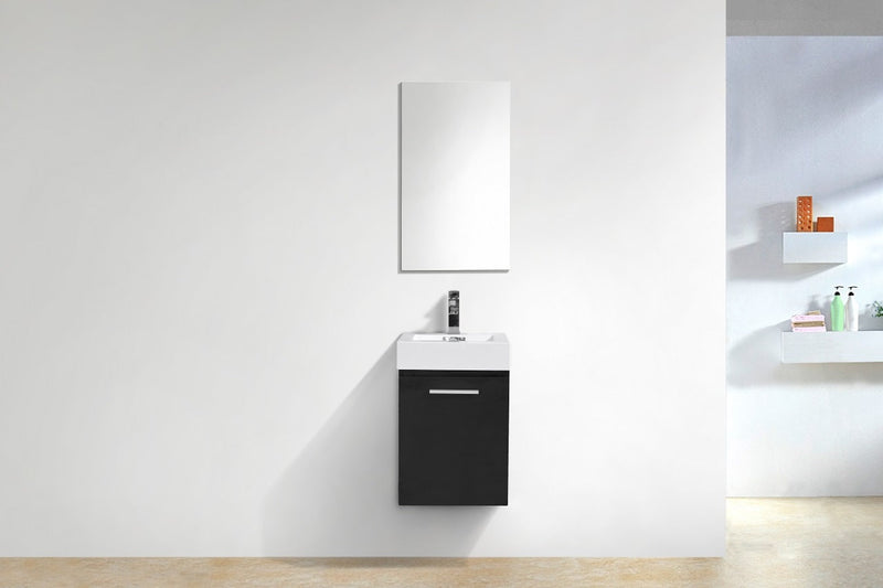 Kube Bath Bliss 16" Black Wall Mount Modern Bathroom Vanity - BSL16-BK
