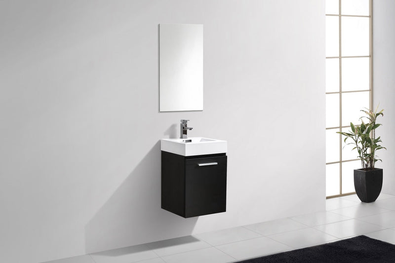 Kube Bath Bliss 16" Black Wall Mount Modern Bathroom Vanity - BSL16-BK