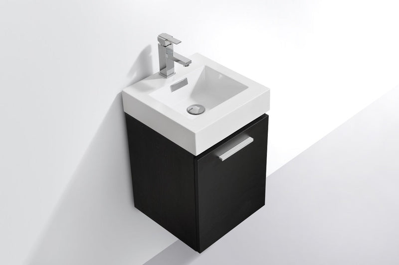Kube Bath Bliss 16" Black Wall Mount Modern Bathroom Vanity - BSL16-BK